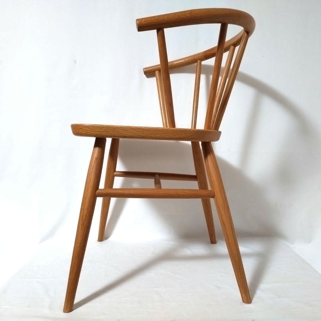 美品　無印良品　アームチェア ②　ダイニングチェア　オーク材　丸脚　送料無料
