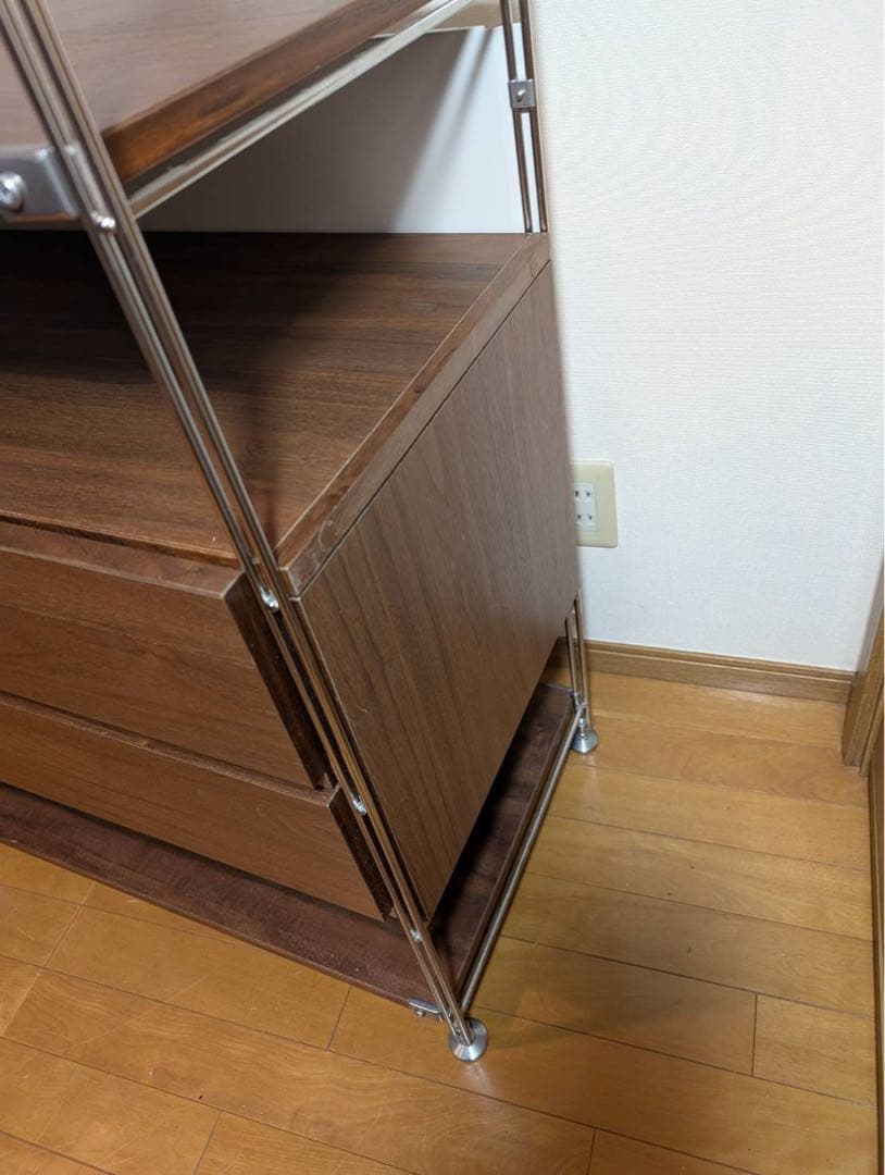 ■送料込■無印 ステンレスユニットシェルフ ウォールナット 衣類収納棚シェルフ