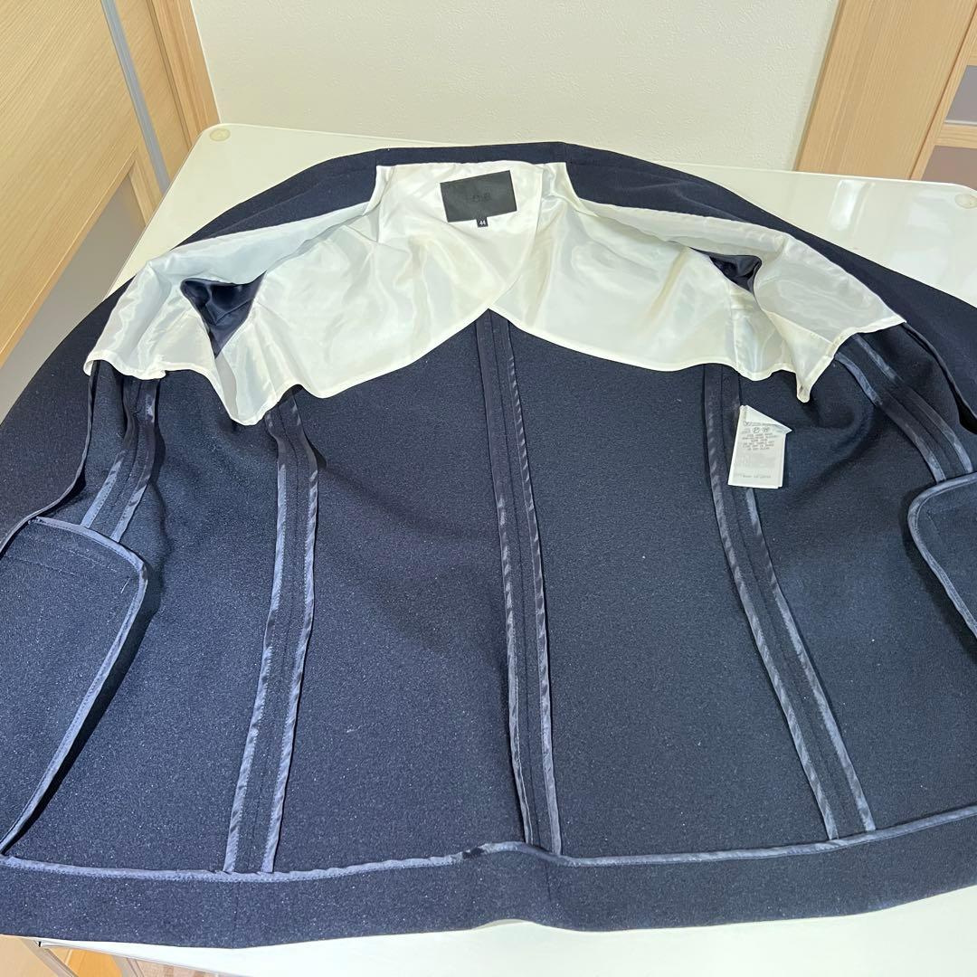 【美品】ICB★パンツスーツ ネイビー 濃紺 秋冬 ビジネス 仕事 LL 洗える