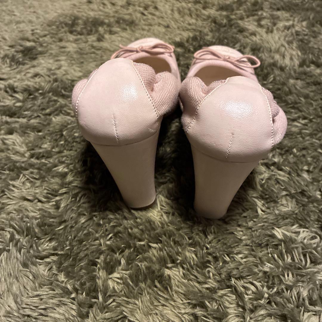 CHANEL ベビーピンク バレリーナ パンプス ヒール 37