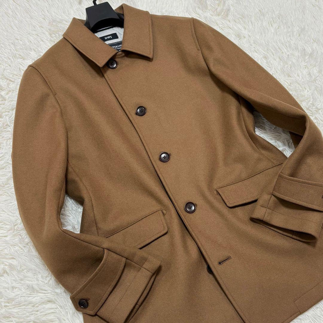 極美品 Lサイズ SUPER140 シップス ウールコート キャメル ブラウン