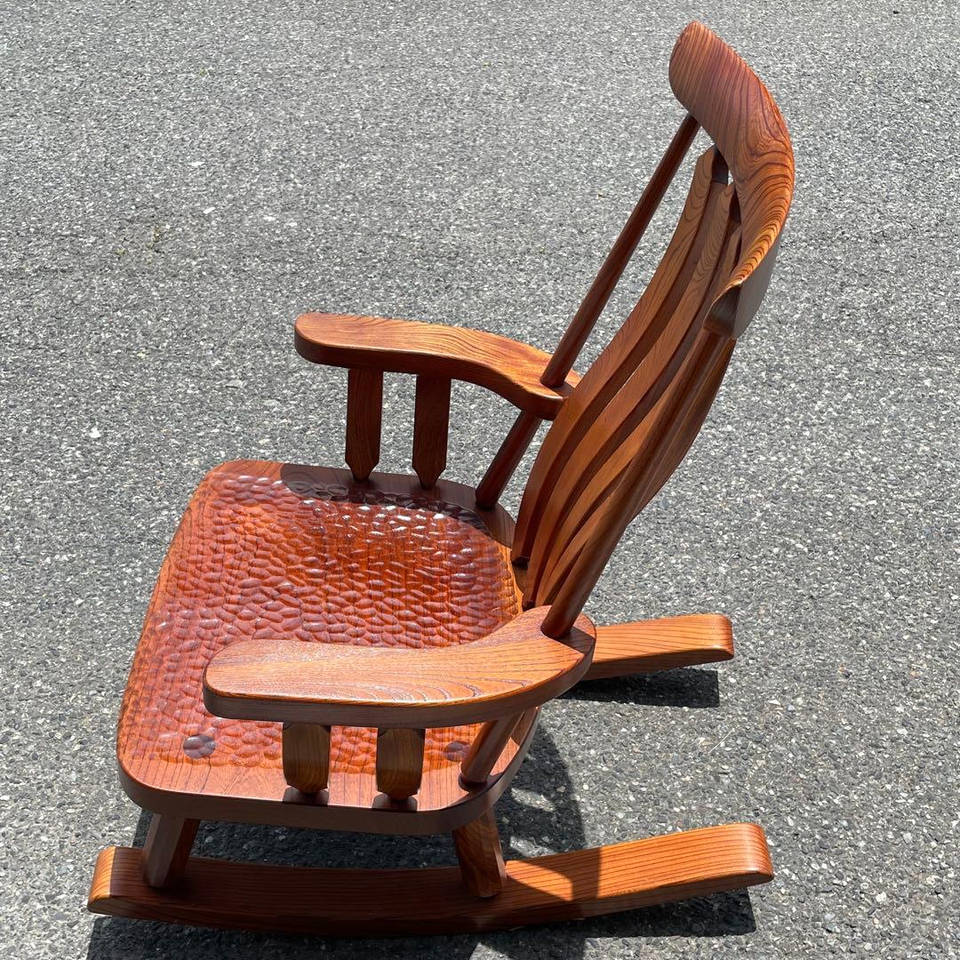 希少　無垢材　天然木　和　ロッキングチェア　リラックスチェア　アームチェア