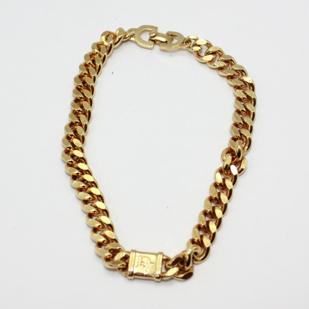 美品 Christian Diorディオール ロゴ ゴールド ブレスレット