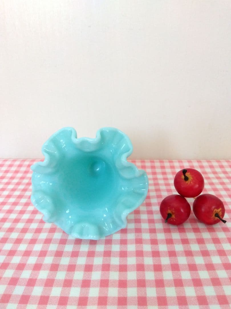 最終価格！美品 フェントン フラワーベース 花瓶　ブルー USA ヴィンテージ