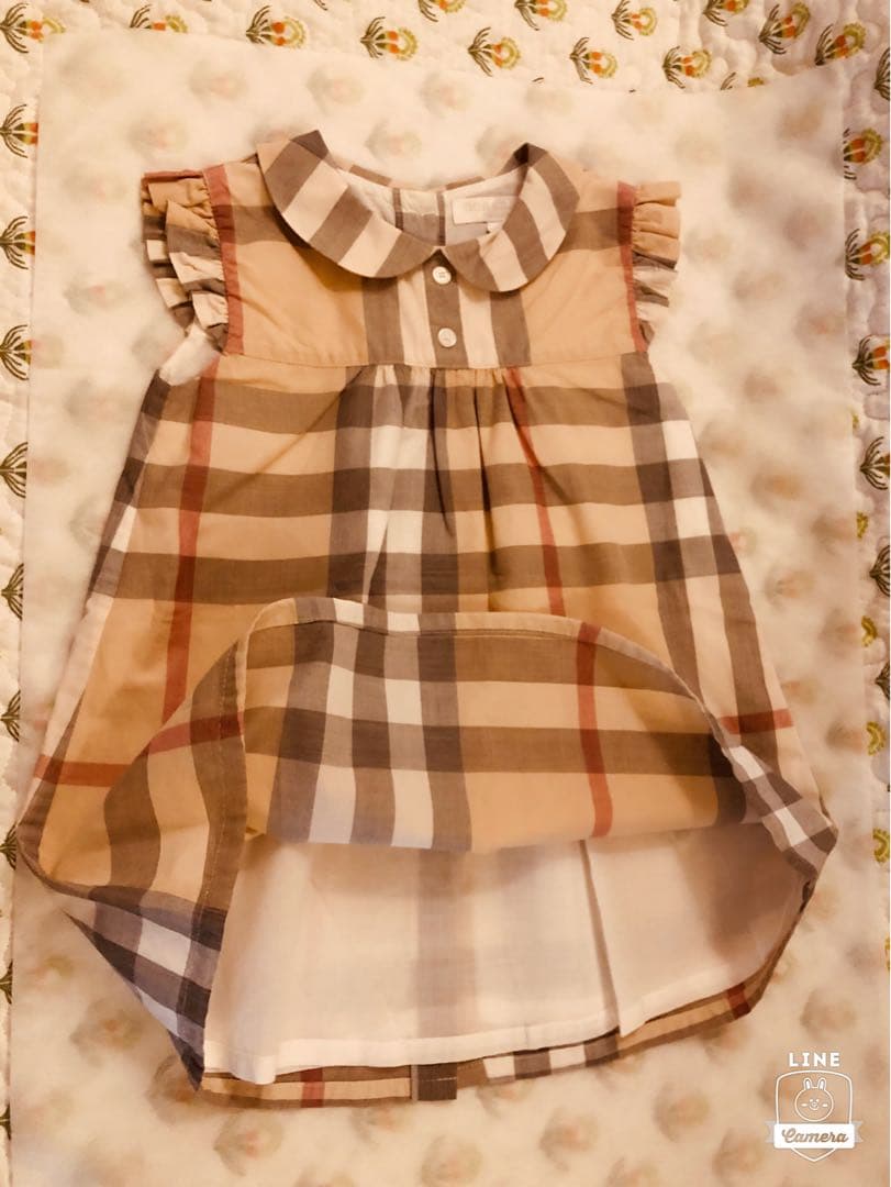 約2.8万美品本物バーバリーBurberry上質コットンチェック柄ワンピース