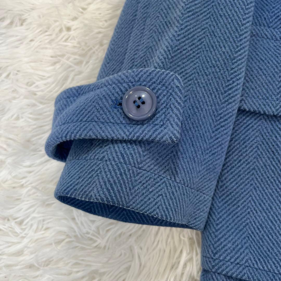 美品♡ヨークランド　ダッフルコート　ヘリンボーン　希少カラー　ブルー