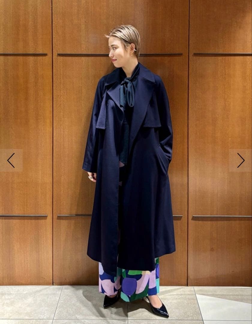 トゥモローランド ネイビーウールトレンチコートインナーボールジィエブールIENA