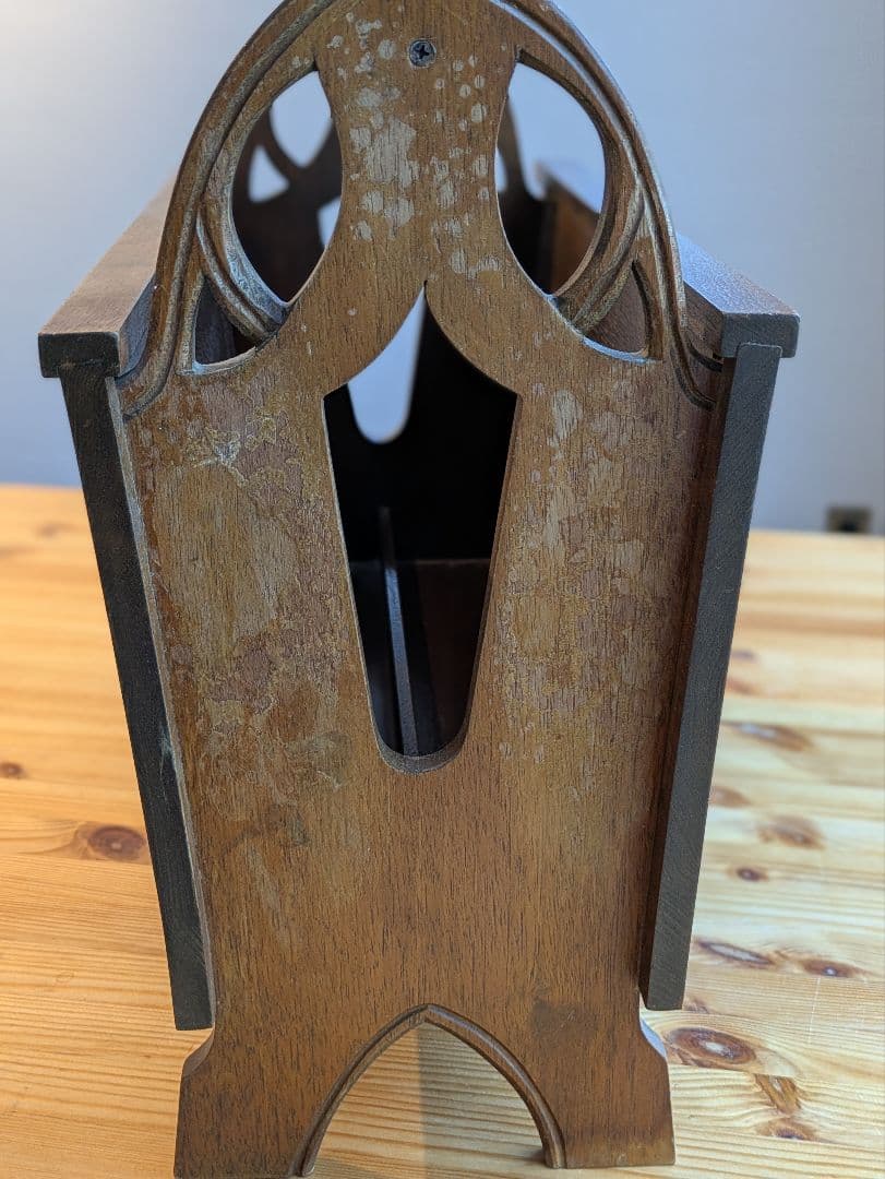 アンティーク　マガジンラック　皮張り　ヴィンテージ　インテリア　木製