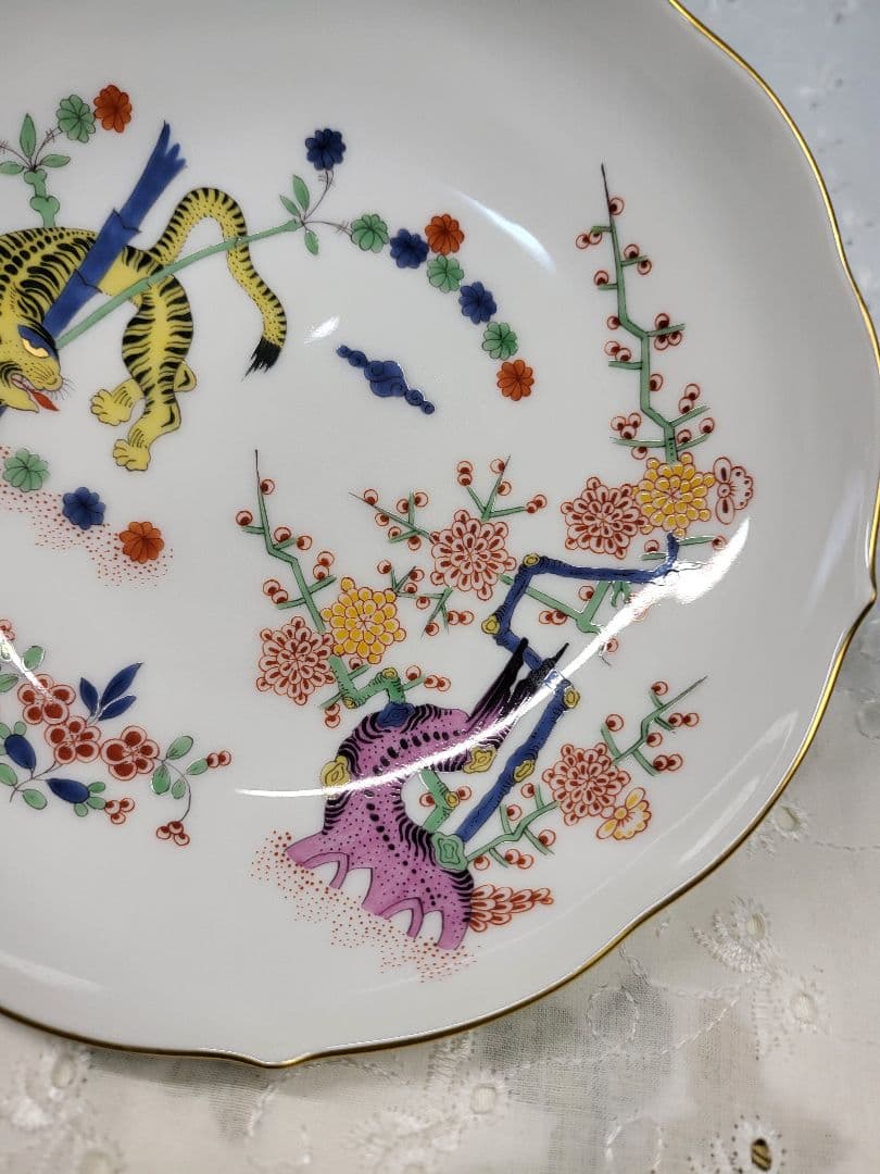 未使用近✨希少✨マイセン 柿右衛門 シノワズリ 竹虎 梅 小皿 2枚 ボウル