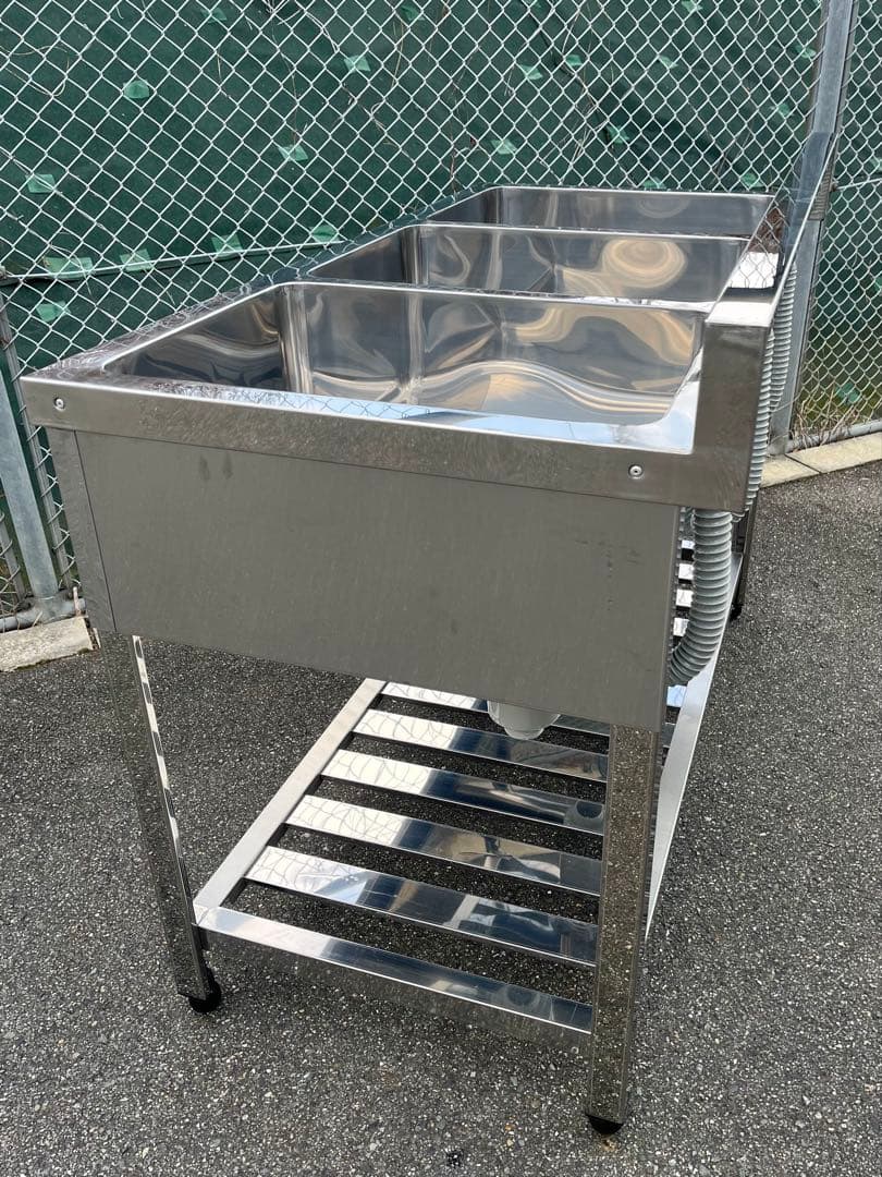 未使用 ステンレス3槽シンク 流し台 1200×600×800