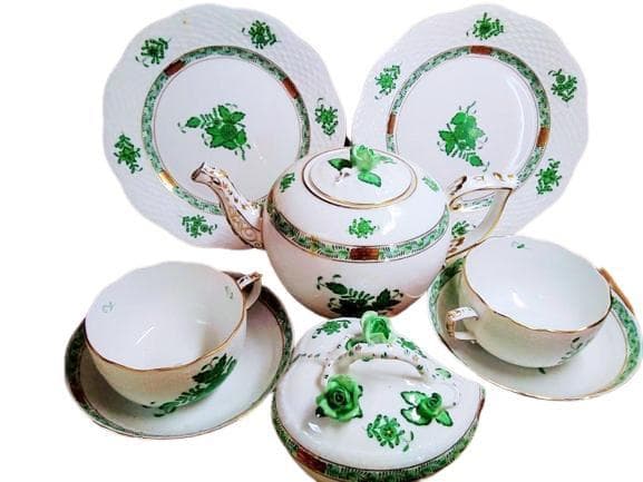 ✅【匿名配送・希少】ヘレンド アポニーグリーン ティーセット一式✅