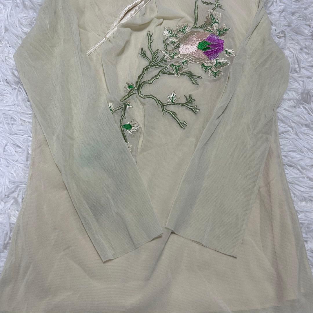 VIVIENNE TAM 花刺繍 シアートップス チャイナ風 長袖 セットアップ