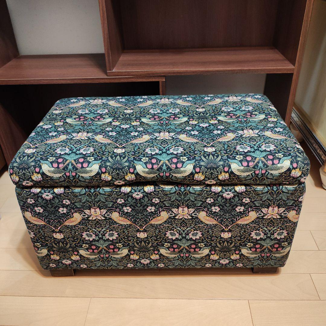 ベンチスツール ウィリアムモリス柄 アンティーク風 おしゃれ