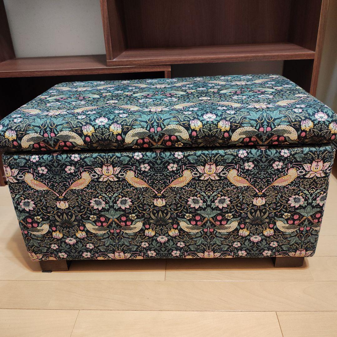 ベンチスツール ウィリアムモリス柄 アンティーク風 おしゃれ