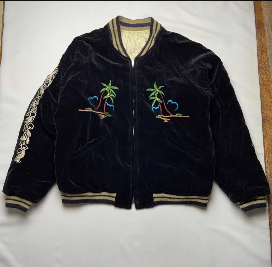 テーラー東洋40周年モデルリバーシブルベロアスカジャン黒ブラック別珍フラガール大