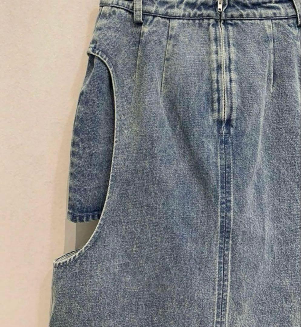 スカート CLANE CIRCLE CUT LAYERED DENIM SKIRT