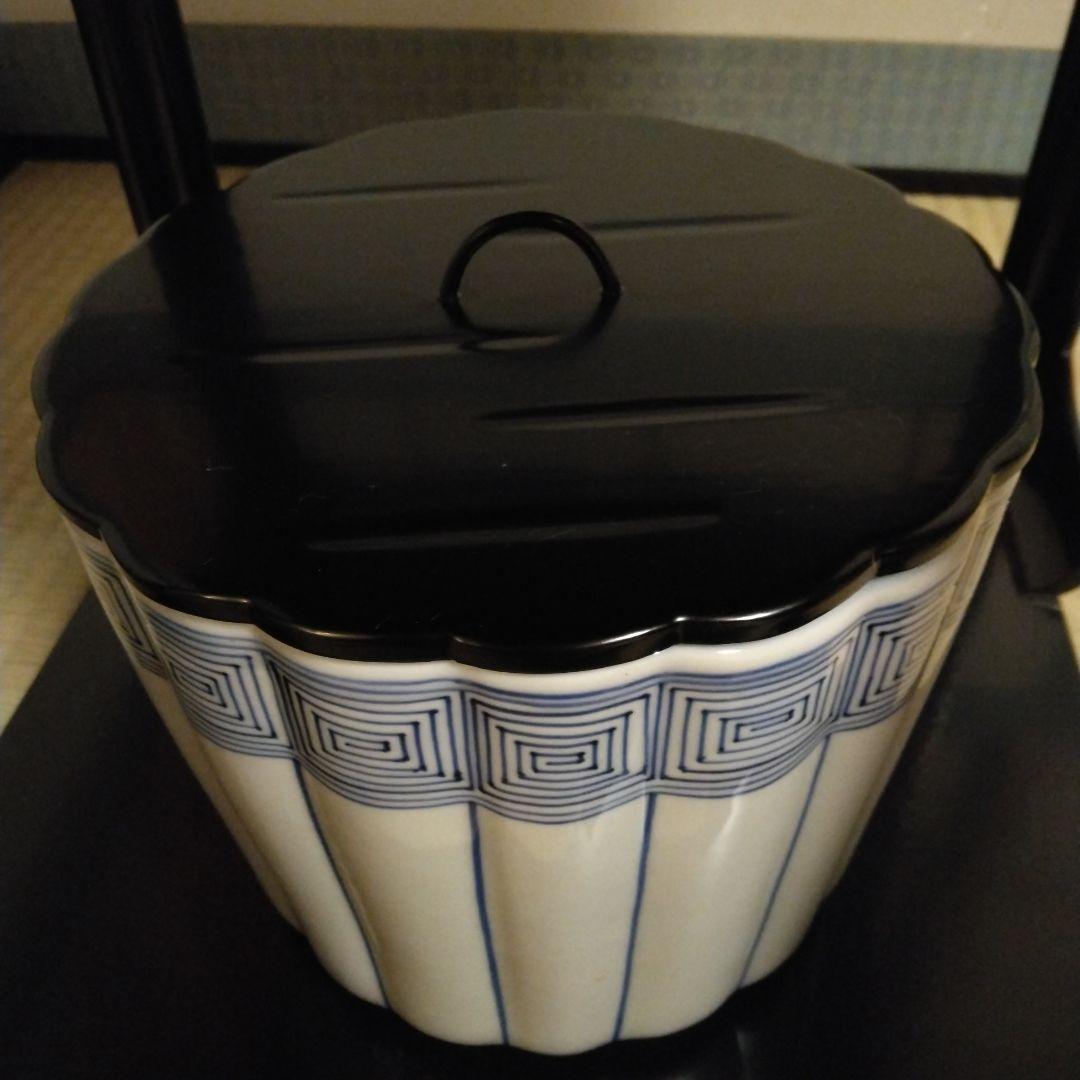 桶川水指 輪花 瓔珞紋 手塚祥堂作 共箱 茶道具