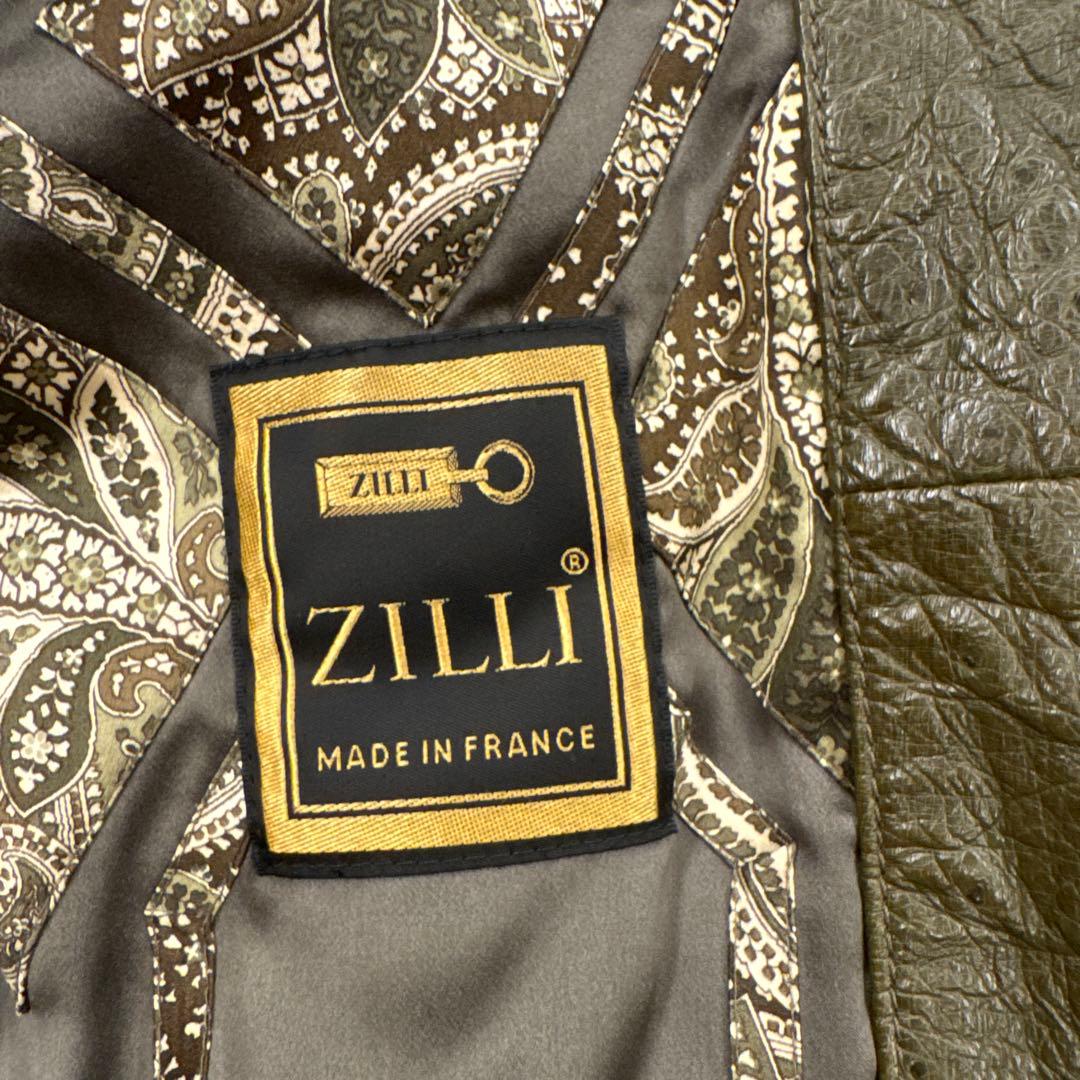 ZILLI ジリー 本オーストリッチレザーブルゾン ミンク襟メンズL