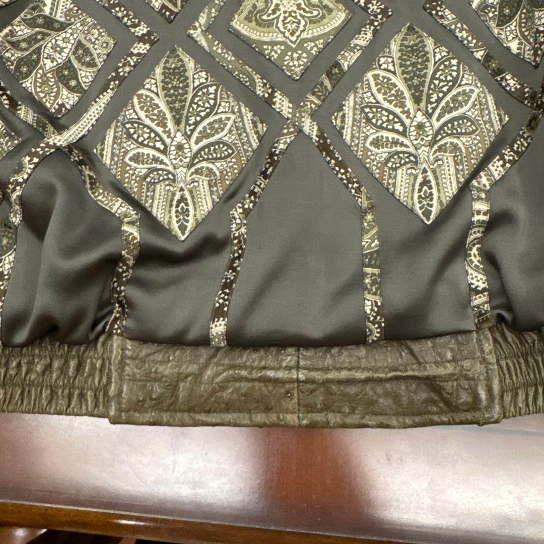 ZILLI ジリー 本オーストリッチレザーブルゾン ミンク襟メンズL