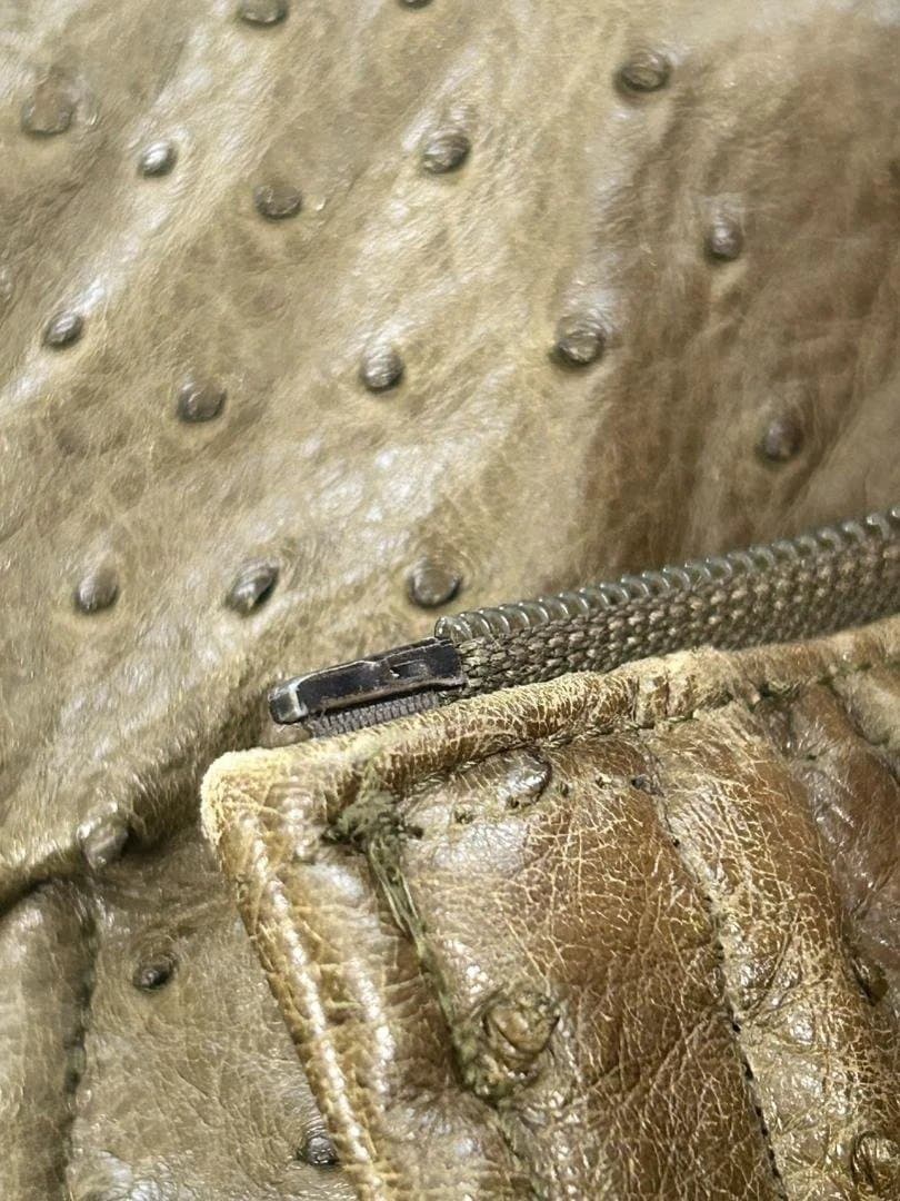 ZILLI ジリー 本オーストリッチレザーブルゾン ミンク襟メンズL