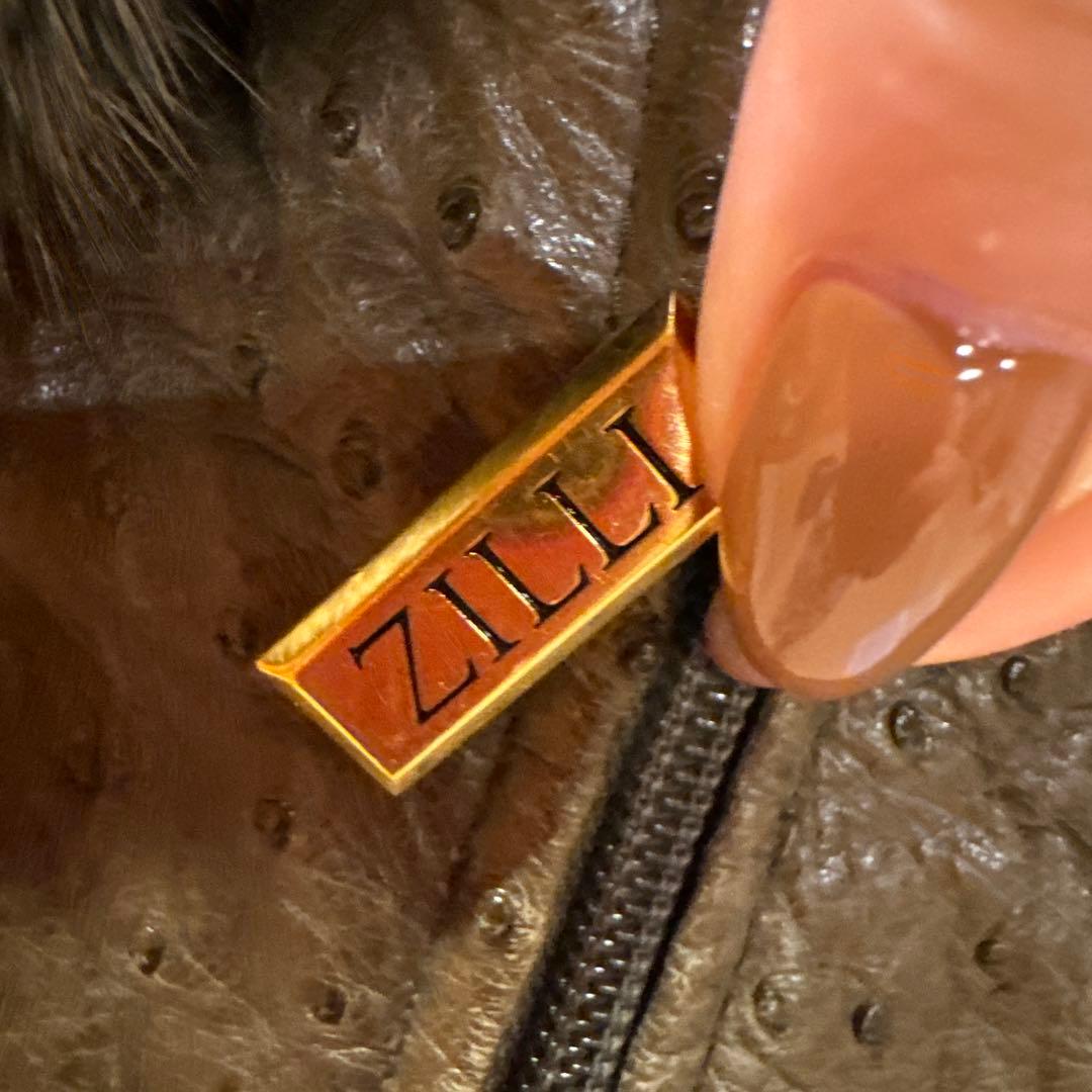 ZILLI ジリー 本オーストリッチレザーブルゾン ミンク襟メンズL