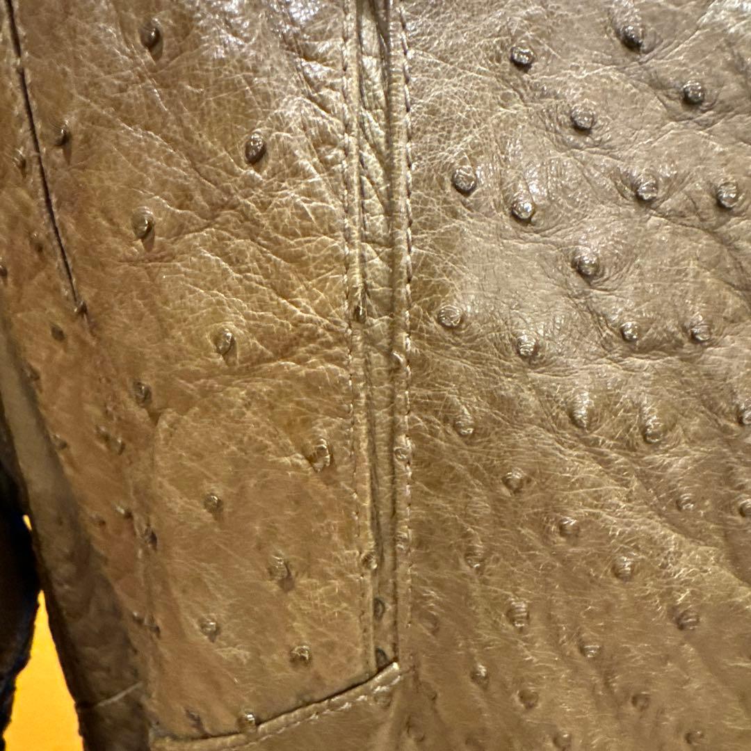 ZILLI ジリー 本オーストリッチレザーブルゾン ミンク襟メンズL