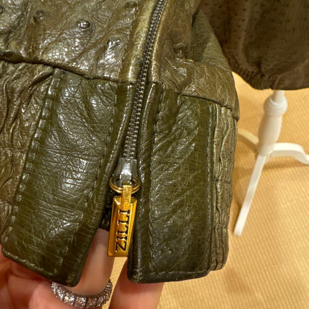 ZILLI ジリー 本オーストリッチレザーブルゾン ミンク襟メンズL