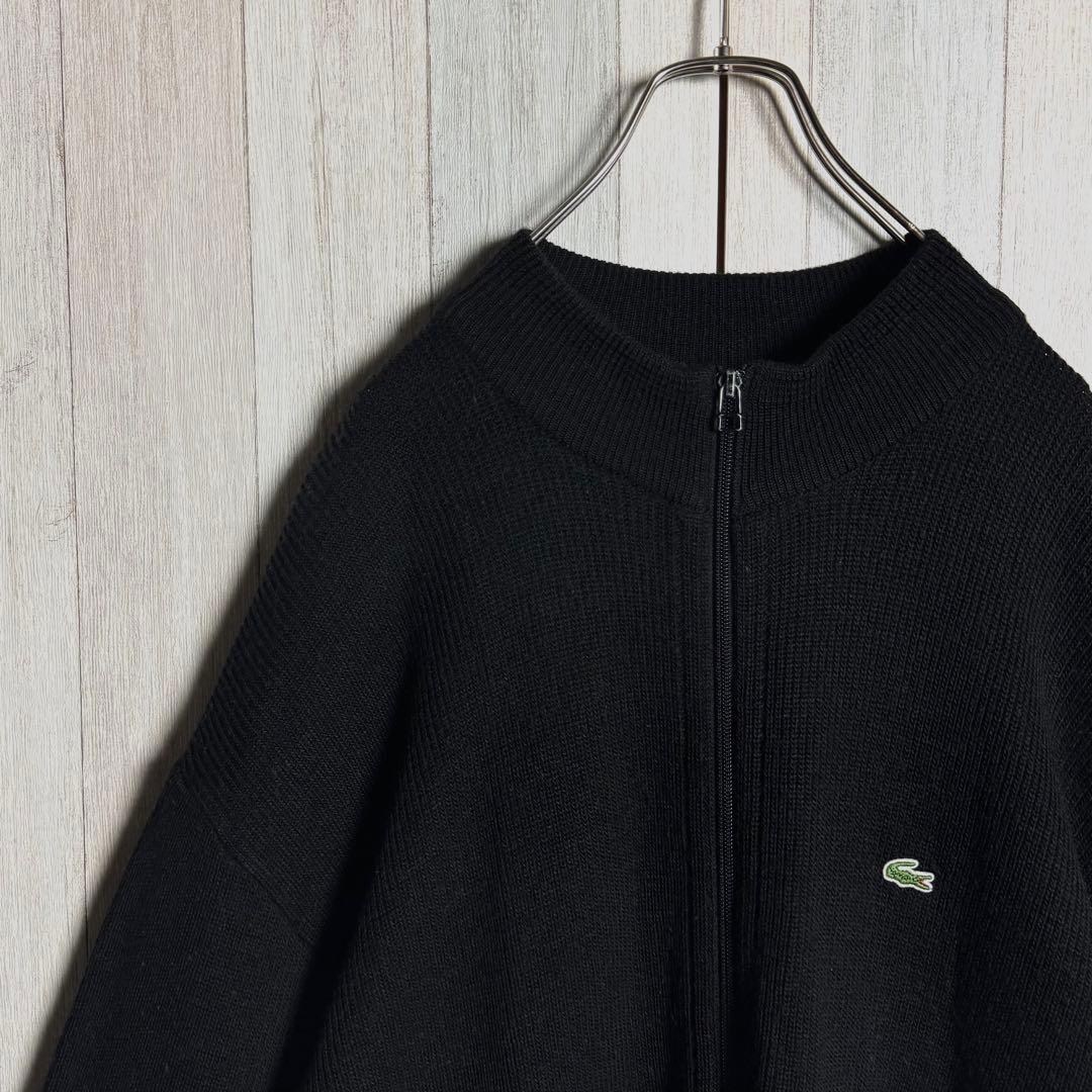 3556【超希少・ビッグサイズ8・美品】ラコステ 刺繍ロゴ ドライバーズニット