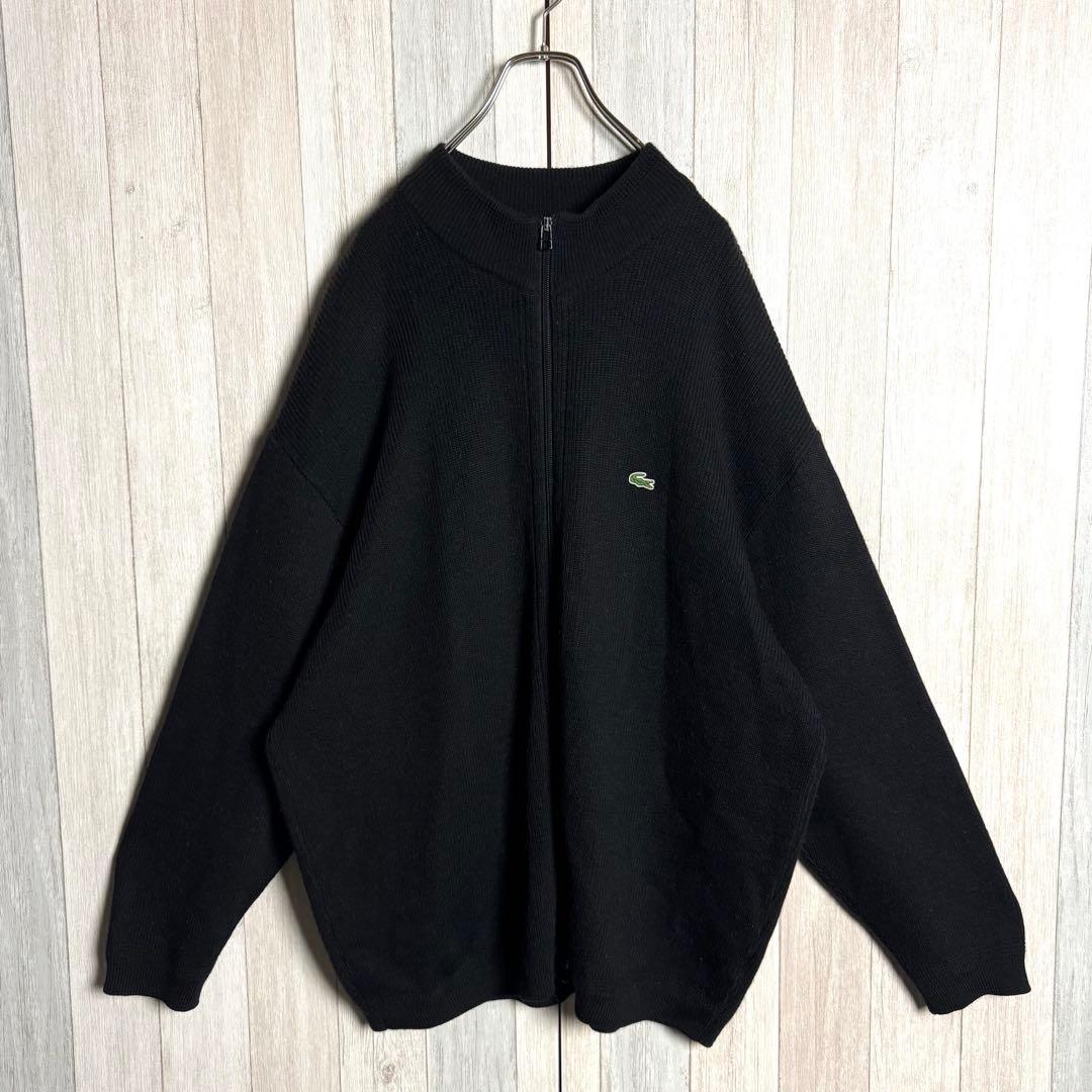 3556【超希少・ビッグサイズ8・美品】ラコステ 刺繍ロゴ ドライバーズニット