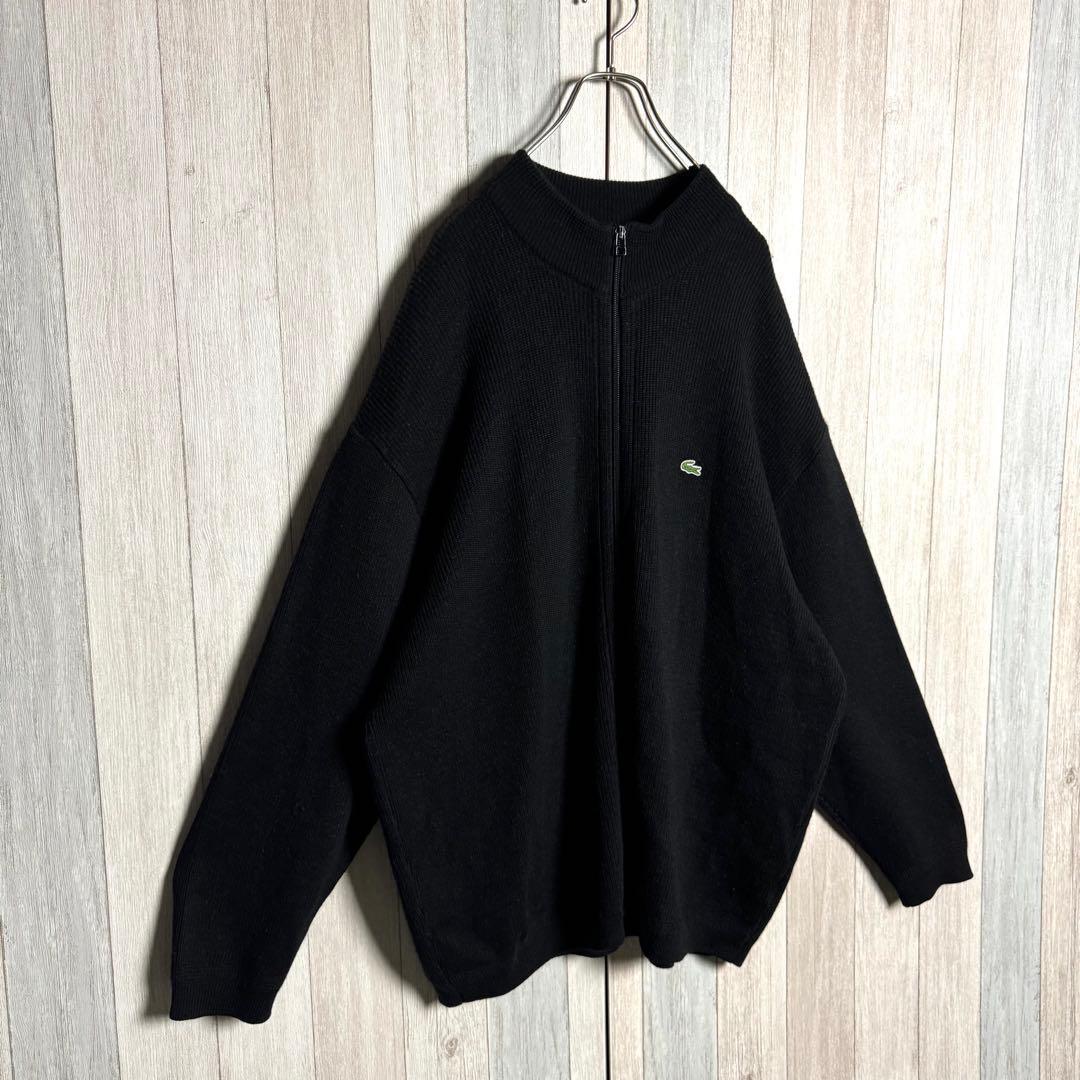 3556【超希少・ビッグサイズ8・美品】ラコステ 刺繍ロゴ ドライバーズニット