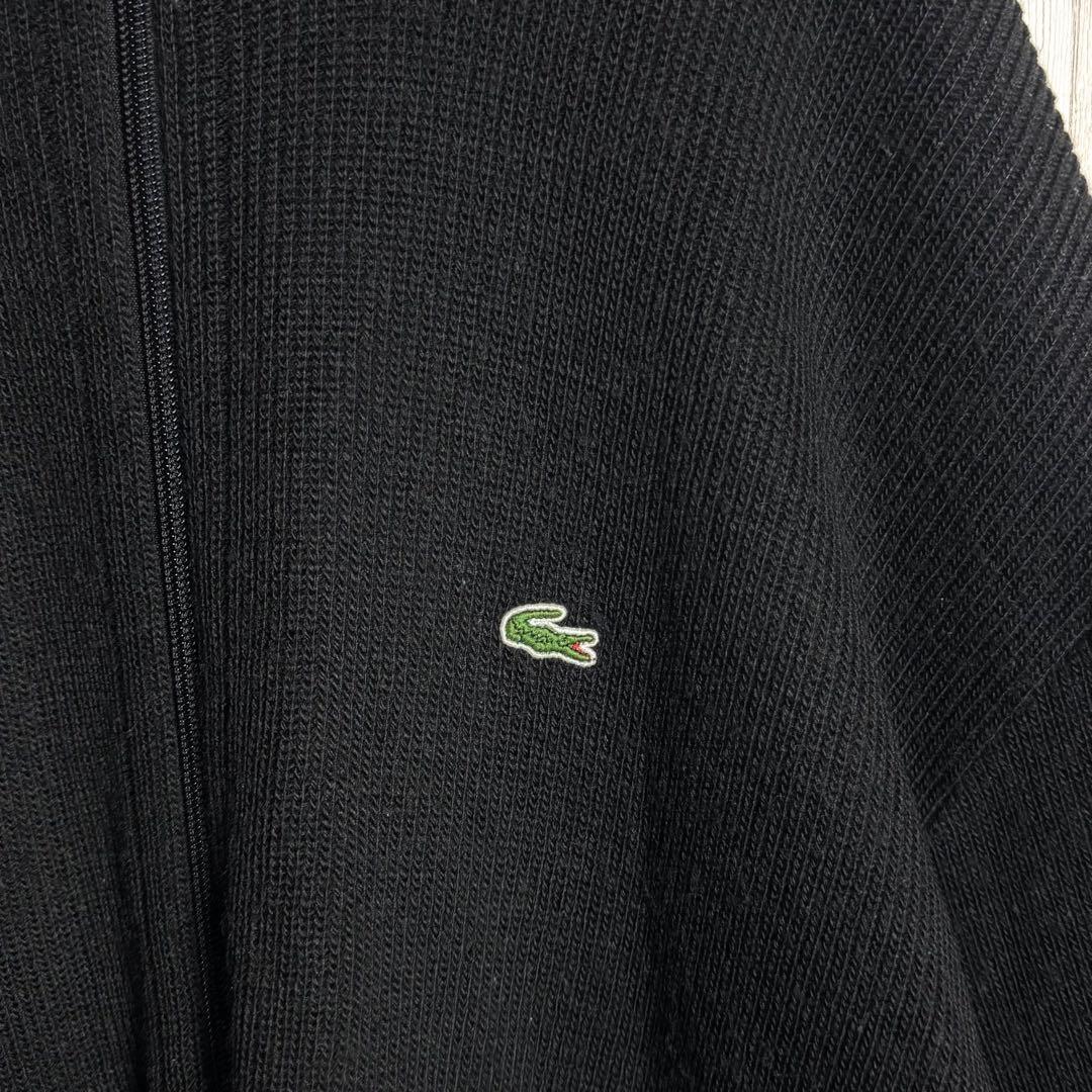 3556【超希少・ビッグサイズ8・美品】ラコステ 刺繍ロゴ ドライバーズニット