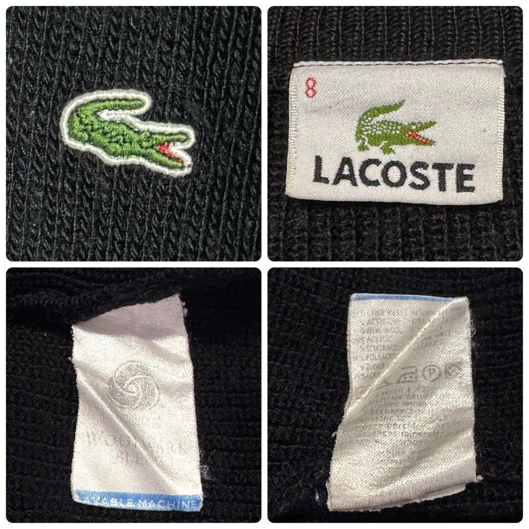 3556【超希少・ビッグサイズ8・美品】ラコステ 刺繍ロゴ ドライバーズニット