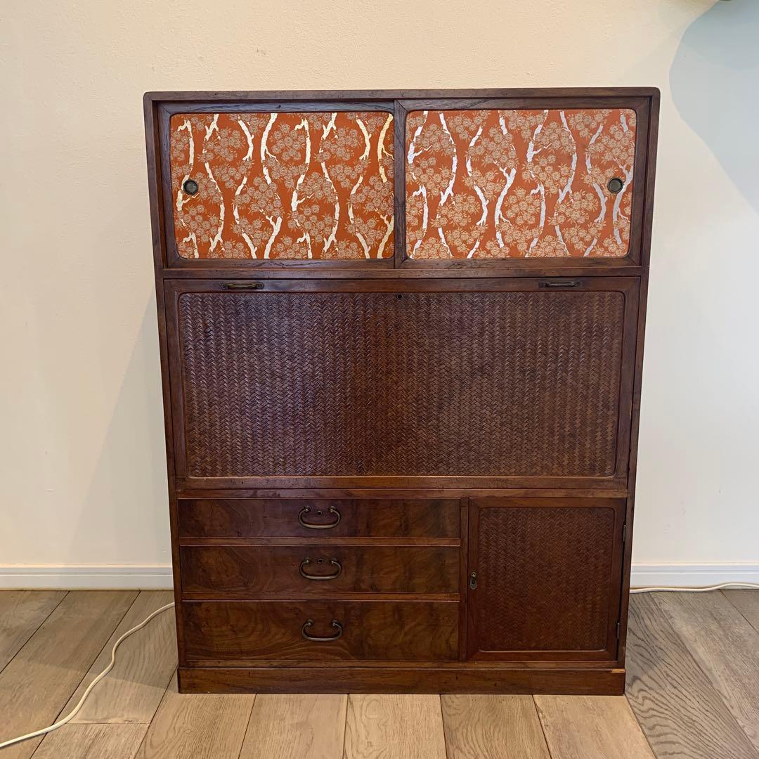 木製ダークブラウン箪笥 引き出し付き