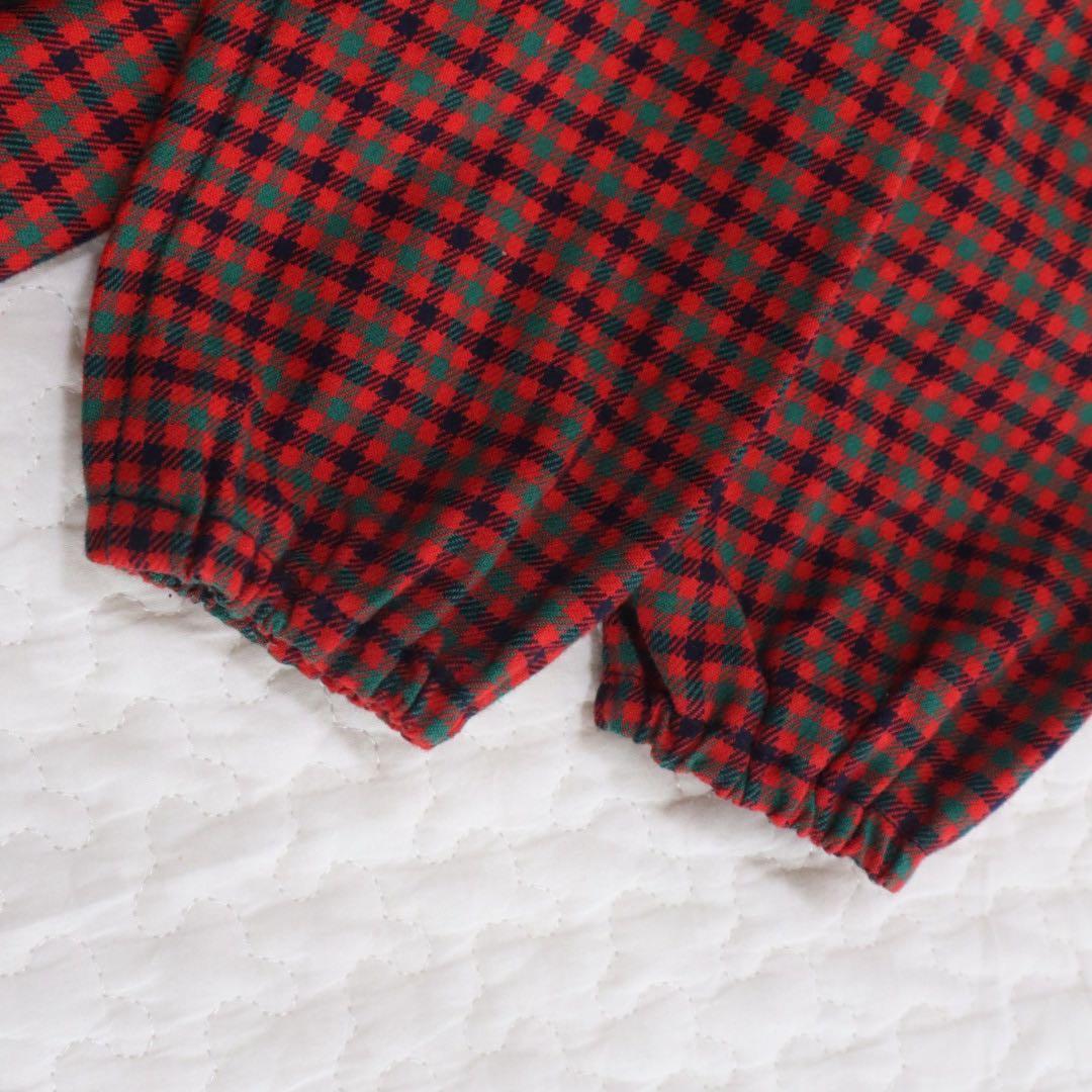 美品　familiar ファミリア　チェック　襟付き　ワンピース　90