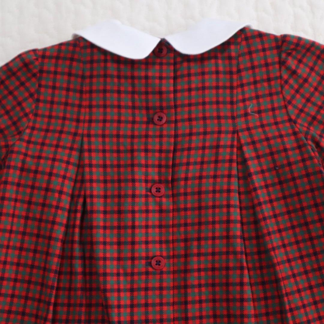 美品　familiar ファミリア　チェック　襟付き　ワンピース　90