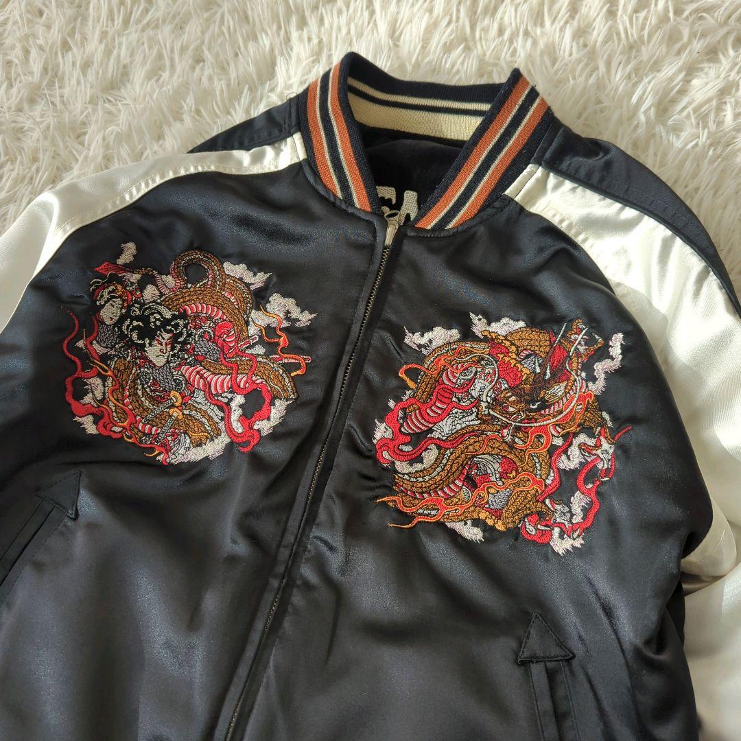 爆裂爛漫娘 スカジャン 別珍 ベロア リバーシブル 刺繍 ブラック М