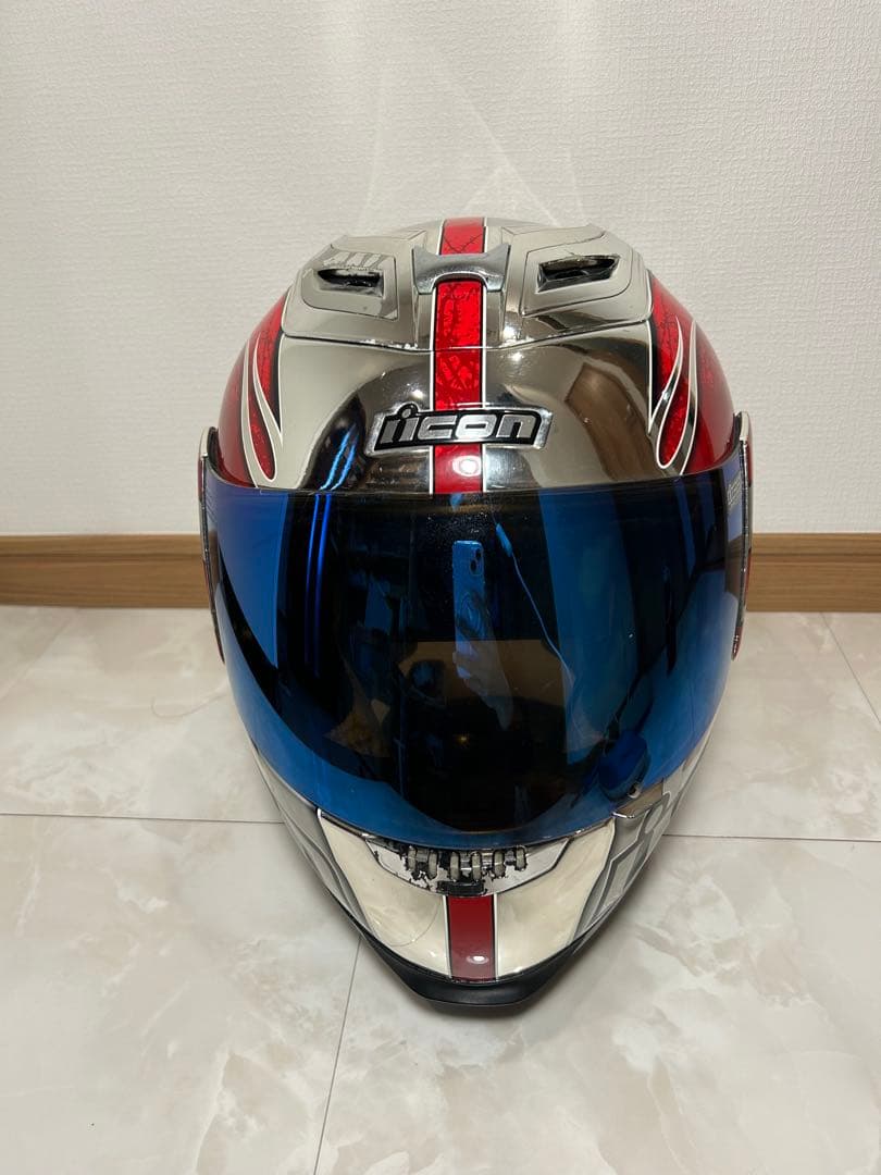 ICON フルフェイスヘルメット Mサイズ　メッキ　ブルーシールド