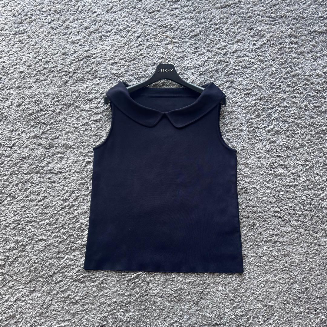 FOXEY 40 濃紺 衿ニット