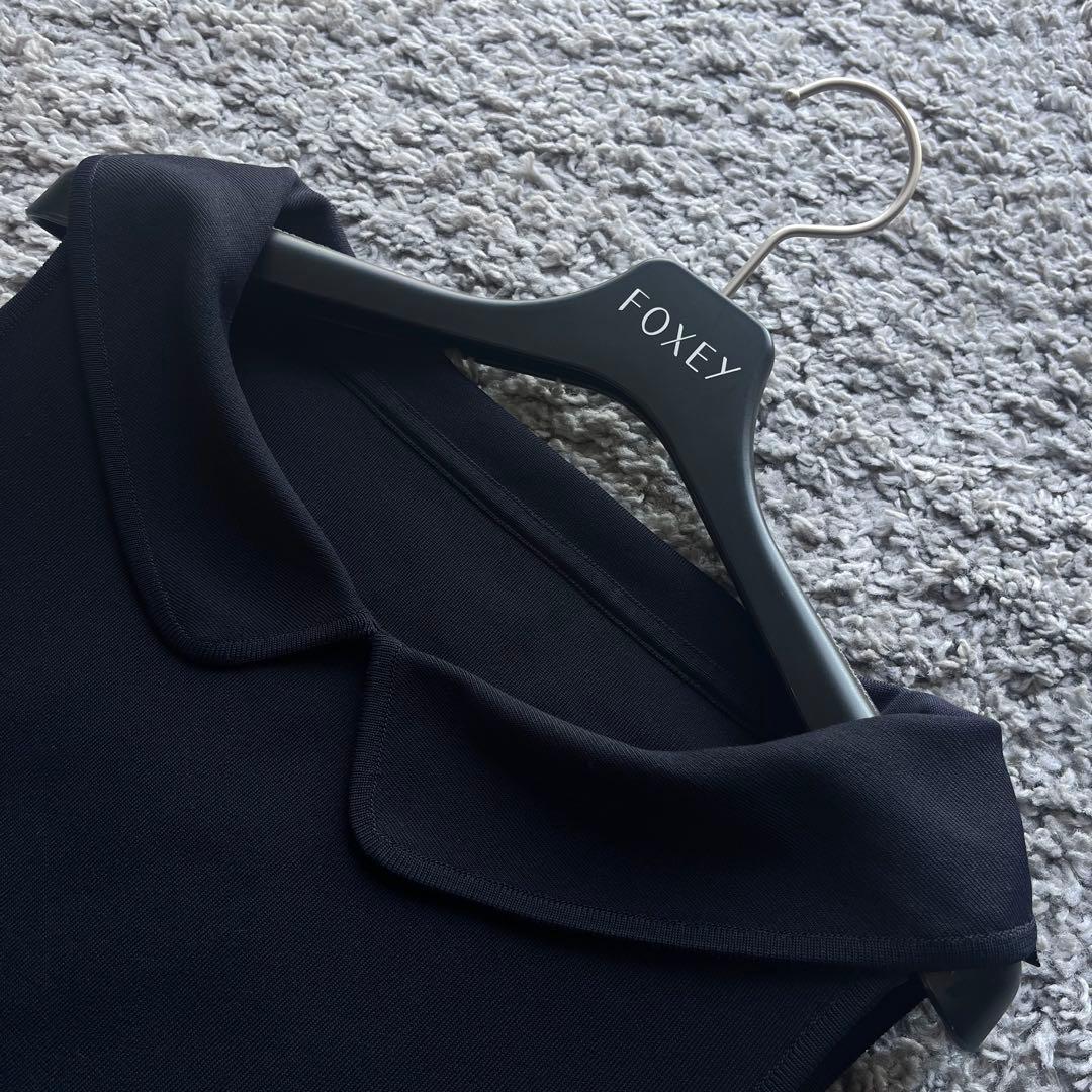 FOXEY 40 濃紺 衿ニット