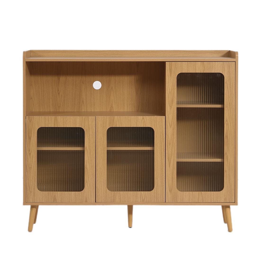 タイムセール！新作のキャビネット　扉付き　食器棚　木目調　NATURAL