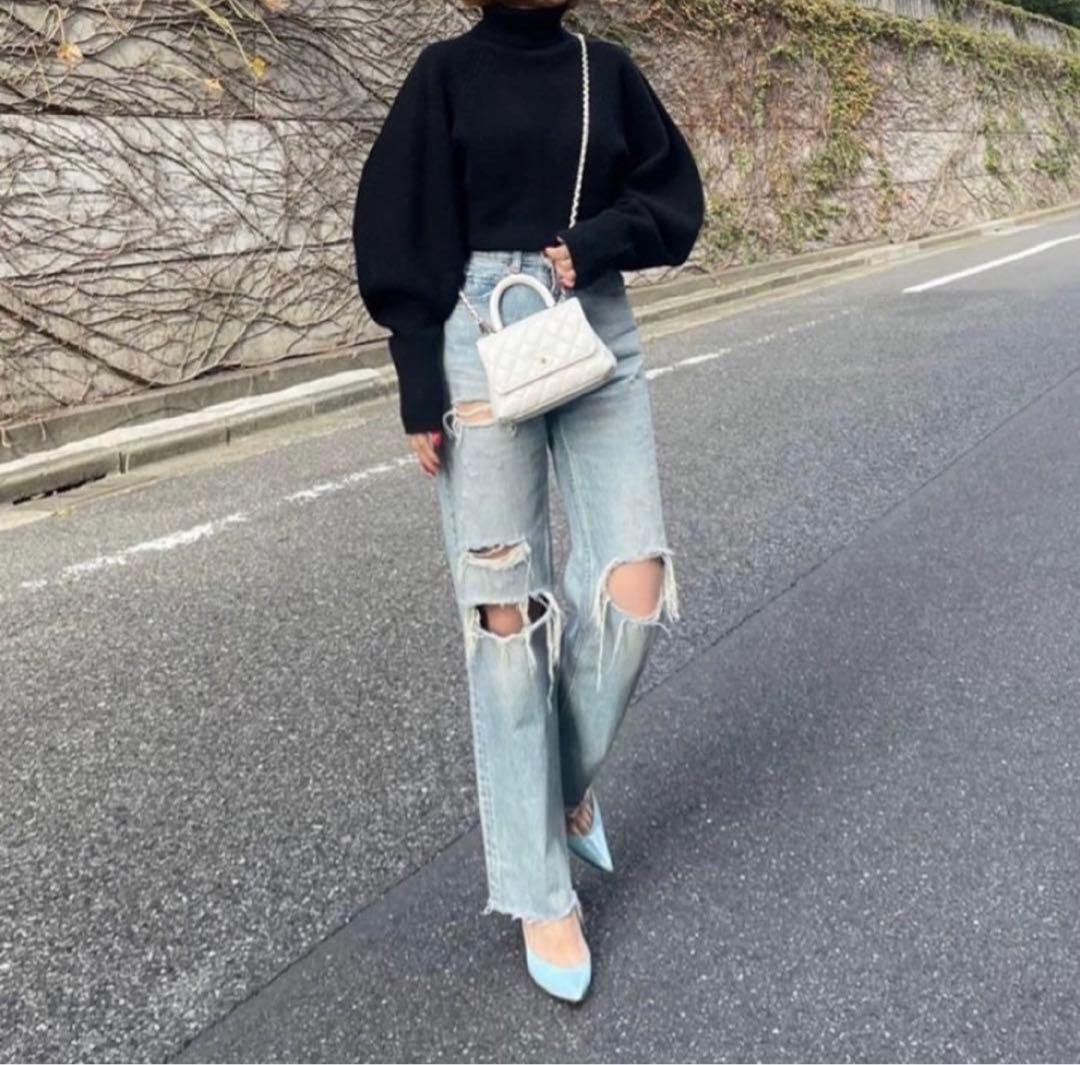 美品♡【Cygne】タートルニット コクーンスリーブ Rene ブラック 黒