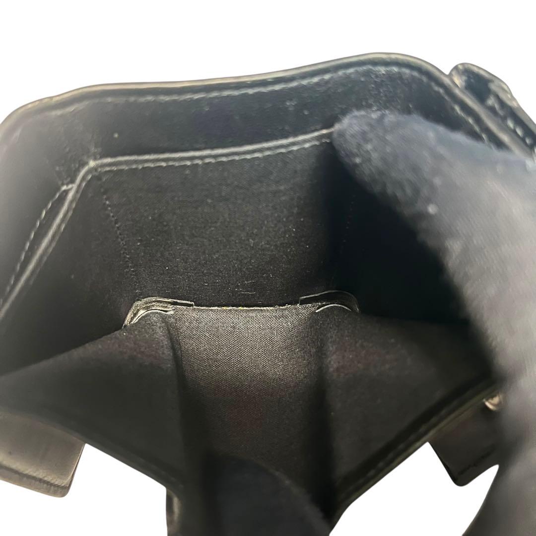 希少✨バレンシアガ ペーパーミニウォレット 三つ折り クロコ型押し ブラック