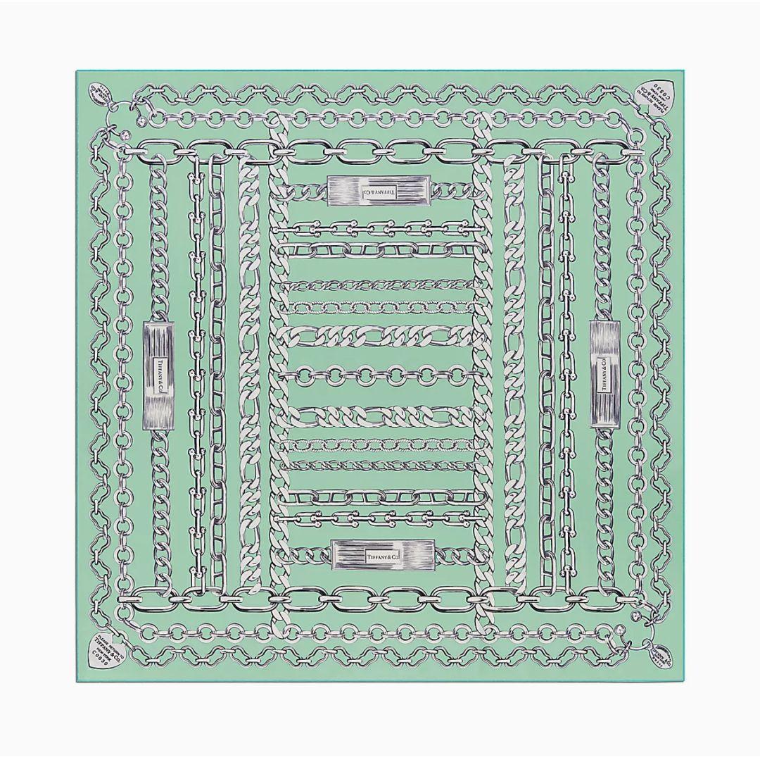 新品未使用リボン付き ティファニー チェーンスクエア スカーフ