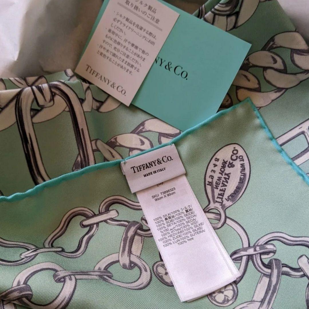 新品未使用リボン付き ティファニー チェーンスクエア スカーフ