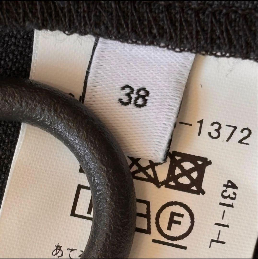 極美品　グリーンレーベル ノーカラー パンツスーツ38 グレー　洗える