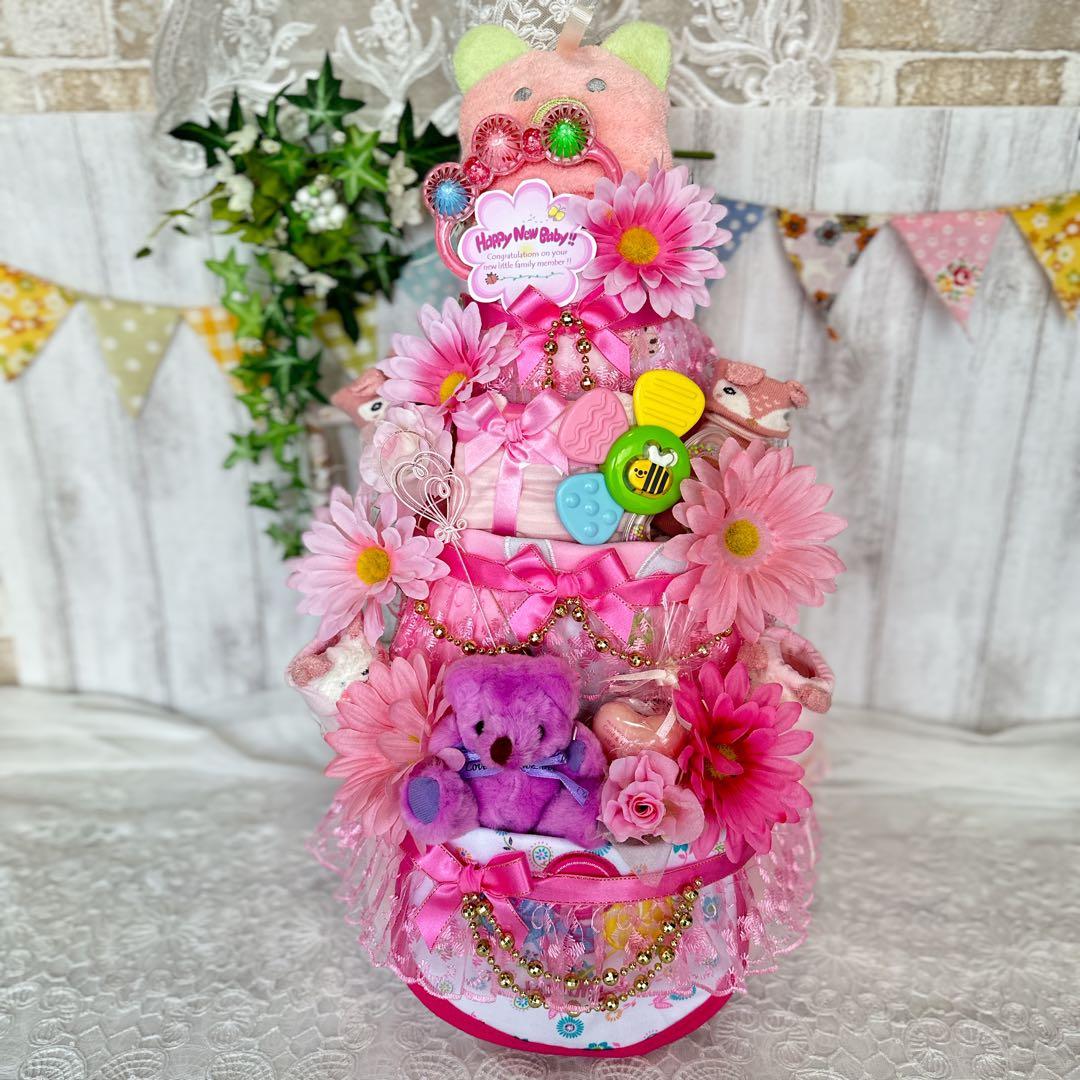 おむつケーキ・3段・男の子・水色・特大