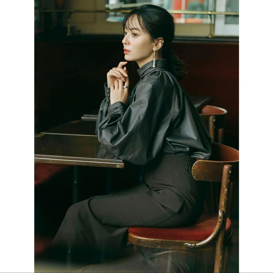 アニュアンス anuans ギャザーディテールデザインブラウス　チャコールグレー