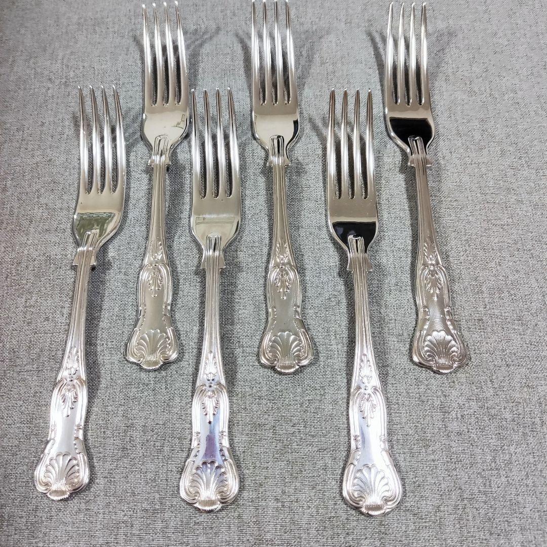 英国　キングスパターン　シルバープレートフォーク　デザートフォーク18.3cm