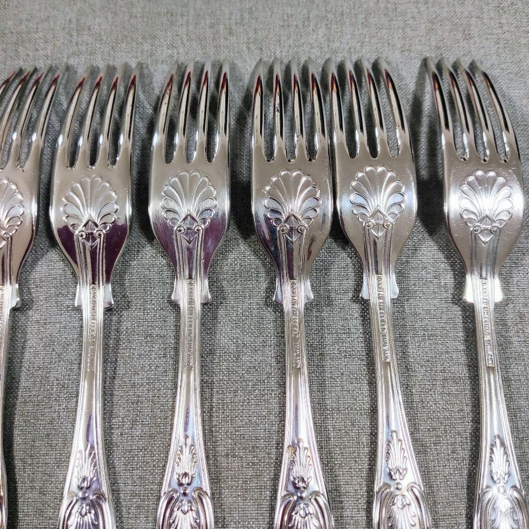 英国　キングスパターン　シルバープレートフォーク　デザートフォーク18.3cm