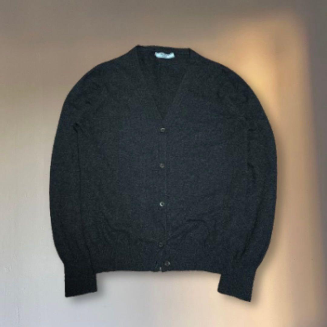 PRADA プラダ カシミヤ100 ダークグレー カーディガン ウールニット